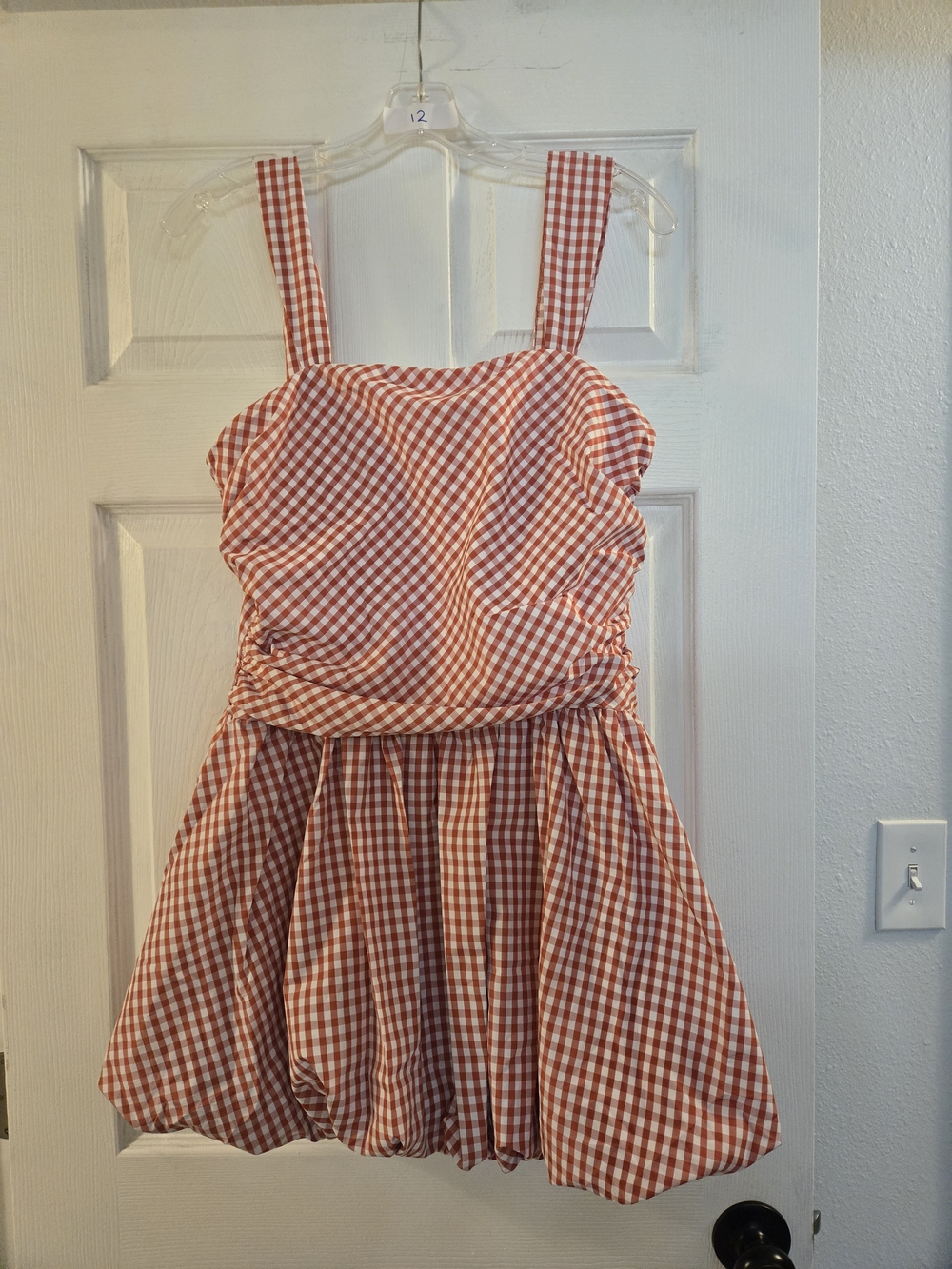 NWOT Red Gingham Mini Dress with Square Neck